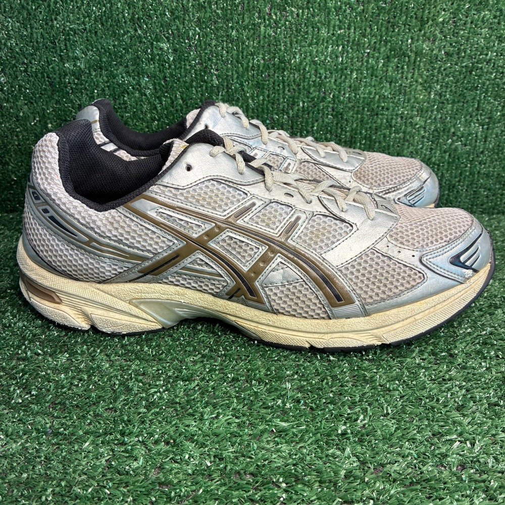 ASICS Gel-1130 Metallic Silver Gold Y2K Retro Running Shoes Cream Mens Size 13